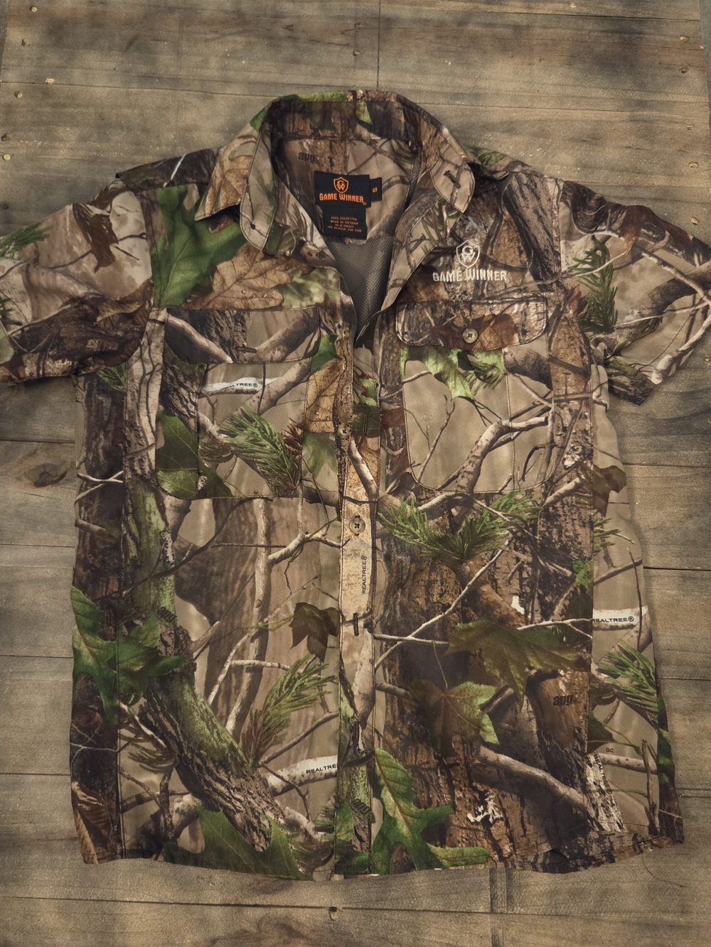 Game Winner Camo Short-Sleeve Kids Top - Green/Brown
